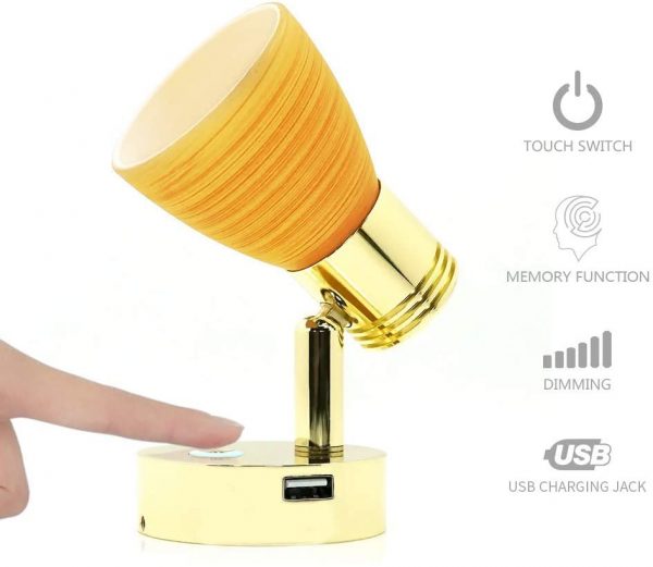 Reading Lamp with Copper USB Port Warm Light (2800-3200K)