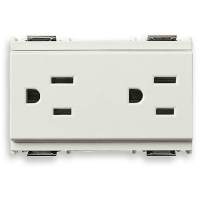 Outlet, USA/Arabian, Duplex, 2P+E, 15A/127V 3 Modules, White