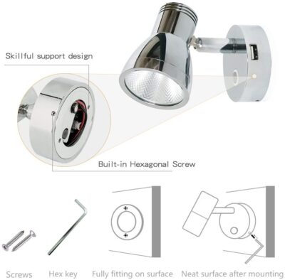 Bedside dimming reading lights with USB - Image 3