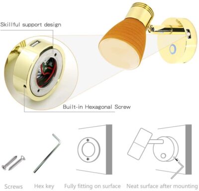 Reading lamp with copper USB port warm light (2800-3200K) - Image 4