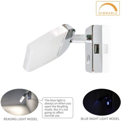 Reading lamp with USB port - Inbuilt Touch Dimmer On-Off Switch - Image 6