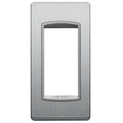 Eikon-Total Look Square Cover Plate, Matte Silver Next Inner Frame, Die-Cast Metal, 1 Module Panel